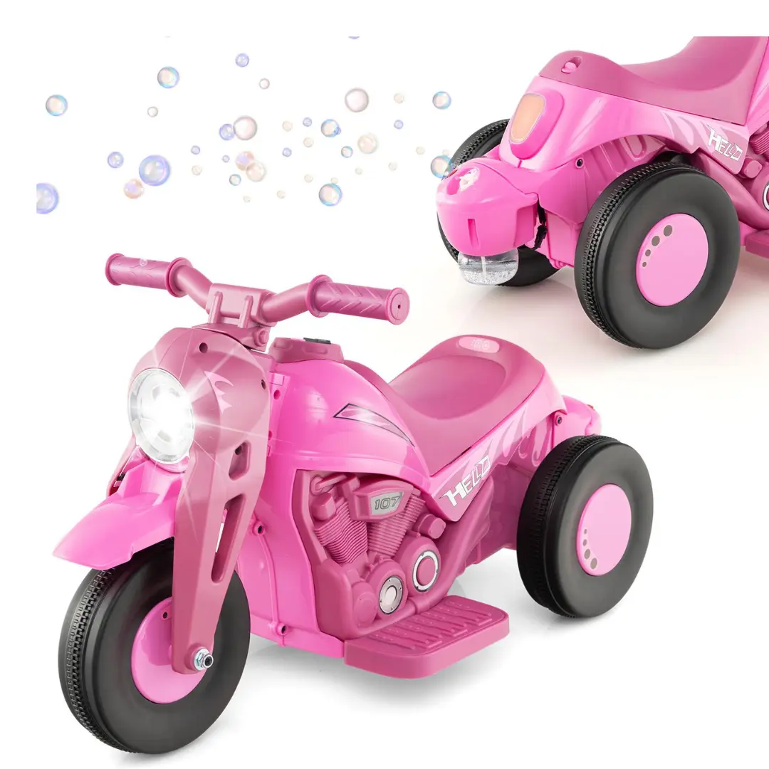 Costzon 6V Electric Ride-On Bubble Car, Battery Powered Toy Motorcycle with Bubble Function, Music & Horn, LED Light, 3 Wheels, Electric Motorcycle for Kids, Great Birthday Gift for Toddlers Boys Girls Over 3 Years Old tiktokshopbacktoschool tiktokshopbac