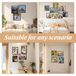 11x14 Picture Frame Set of 5, Display Pictures 8x10 with Mat or 11x14 Without Mat, Wall Gallery Photo Frames, Black Decor Plastic Light