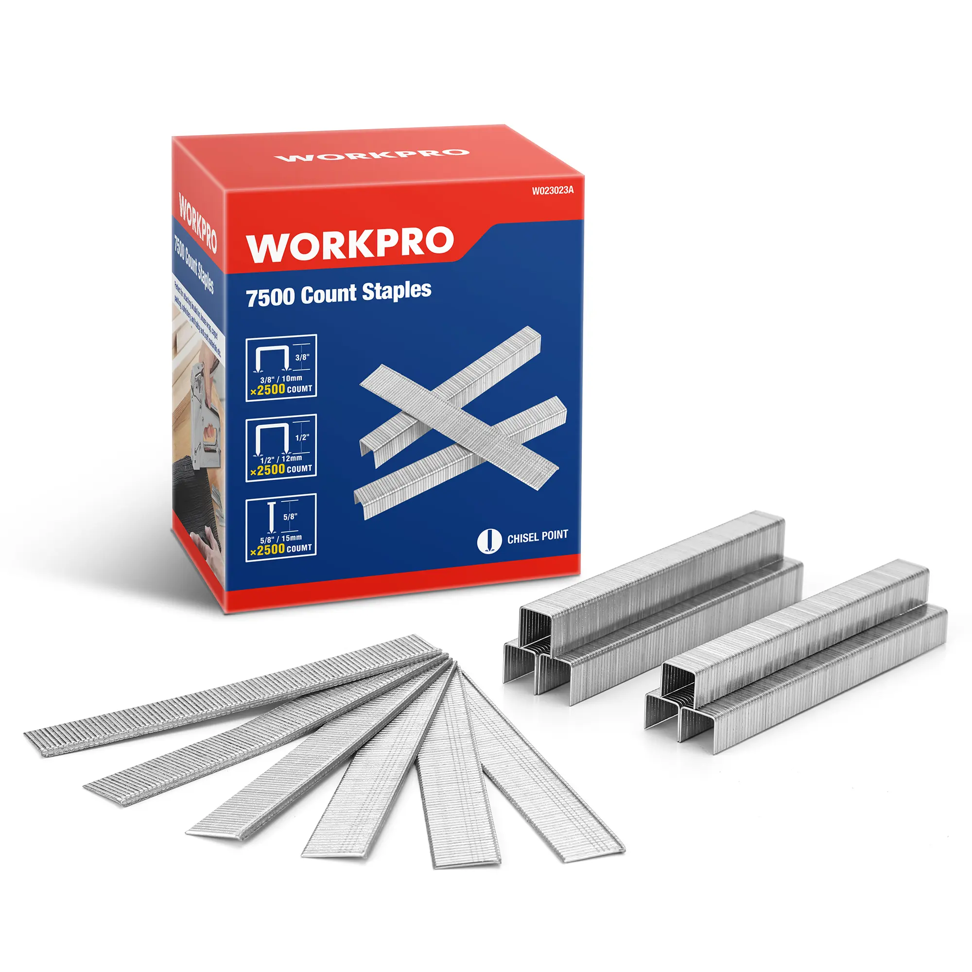 #summersale WORKPRO Heavy Duty T50 Staples and 18 Gauge Brad Nails, 7500-Count 1/2", 3/8" T50 Staples and 5/8" Brad Nails, Galvanized Staples for Staple Gun, Ideal for Upholstery, Construction, Furniture, Crafts