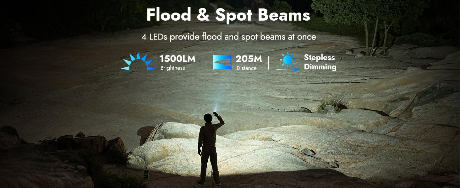 WUBEN X4 1500 lumens Multi-Function LED Flat Flashlight, RGB Mood Light & Side Camping Lamp, Instant-On Tail Switch, USB-C Rechargeable, IP68 Waterproof for Camping, Hiking, Night Patrol, Outdoorfun, Father's Day Gift,  Portable Pocket Clip