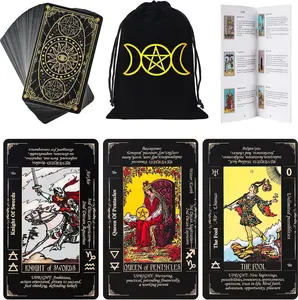 78-Card Classic Tarot Cards Deck with Guide Book, Linen Carry Bag & Printed Meanings for Beginners, Fortune-Telling Game (Toys & Hobbies, Novelty & Gag Toys)