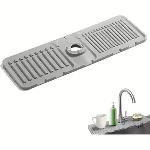 1 PCS Splash Guard Non-Slip Sink Drain Mat – Quick-Dry Sink Protector for Bathroom & Kitchen, Easy-to-Clean Surface, Compatible with Single-Hole Faucets, Durable Minimalist Tray/Pad