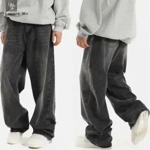 Women's Wide Leg Jeans, 2025 New Collection, Black & Gray Wash Smoke Baggy Style, Soft, Unisex Fit, Casual Streetwear Bootcut Design
