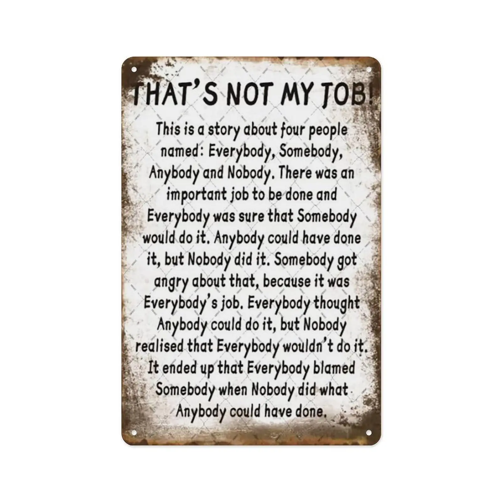 12x8 In Decorative Funny "That's Not My Job" Metal Tin Sign, Vintage Wall Plaque Art, Retro Home Decor for Room & Office, Summervibes Themed Home Supplies Gift