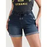 BloomChic Mid-Rise Drawstring Elastic Waist Denim Shorts 【M-6XL】