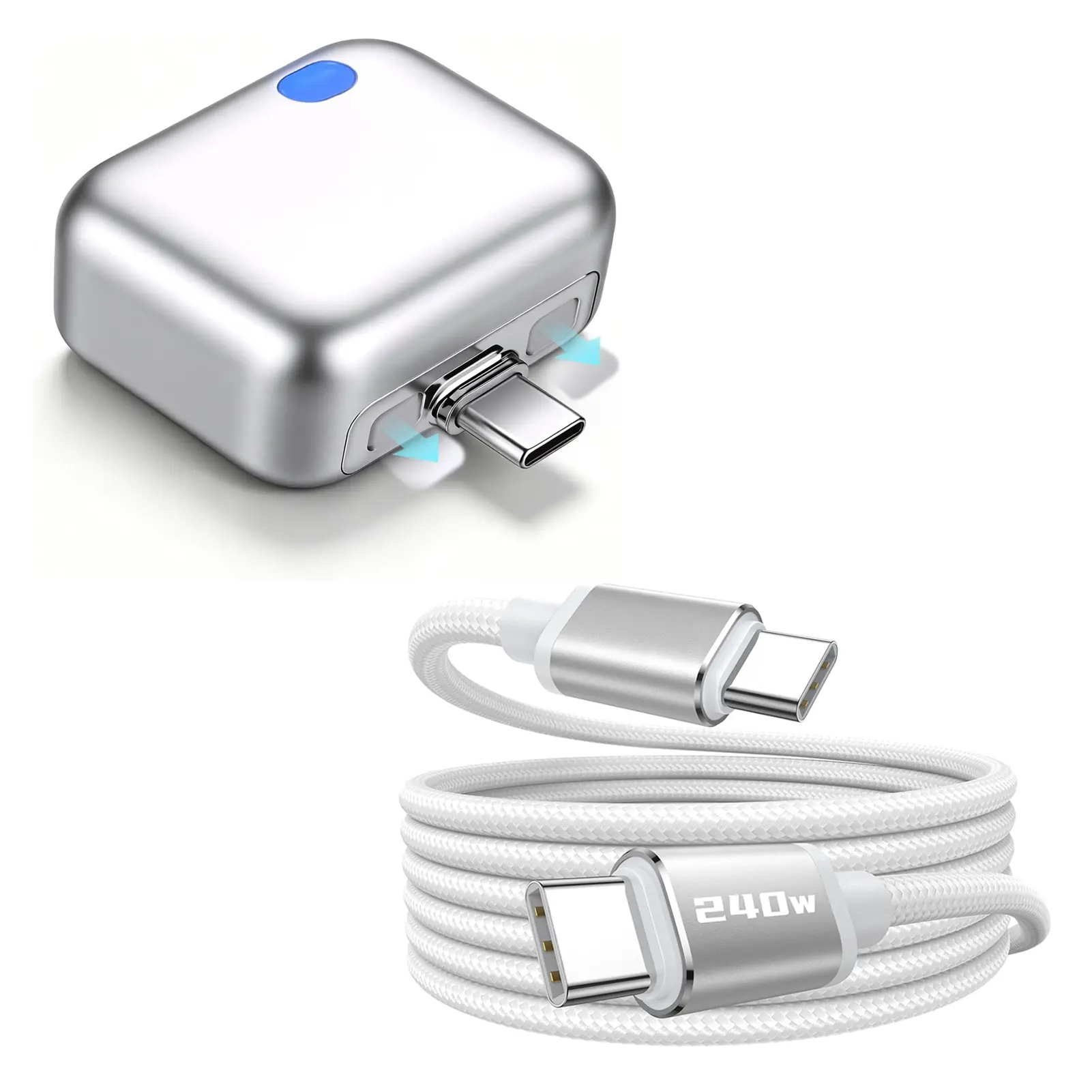 140W Wired USB Type-C Physical Disconnect Battery Guard Charger - Automatic & Self-Ejection, Smart Auto-Stop for Mobile Devices, Overcharge Protection for Safe Overnight Use (Type C Chargers for Cell Phones, Laptops)