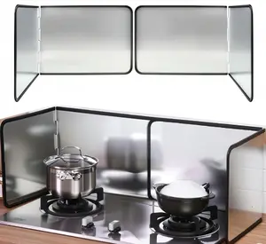 Stainless Steel Stove Splatter Guard - 4-Sided Foldable Durable Metal with Rubber Edge, Space-Saving Storage, Cooking Accessories, Home Kitchen Accessory for Gas Stoves & Frying Pans, 38×30×30cm Single Silver Pack, Ideal for Egg Beating