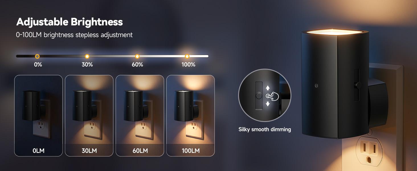 Brightown 2 Pack Night Lights Plug into Wall, Modern Night Light with Rotating Plug, Dusk to Dawn Sensor, 0-100LM Stepless Dimming Aora Night Light for Hallway Bedroom Bathroom, Soft White