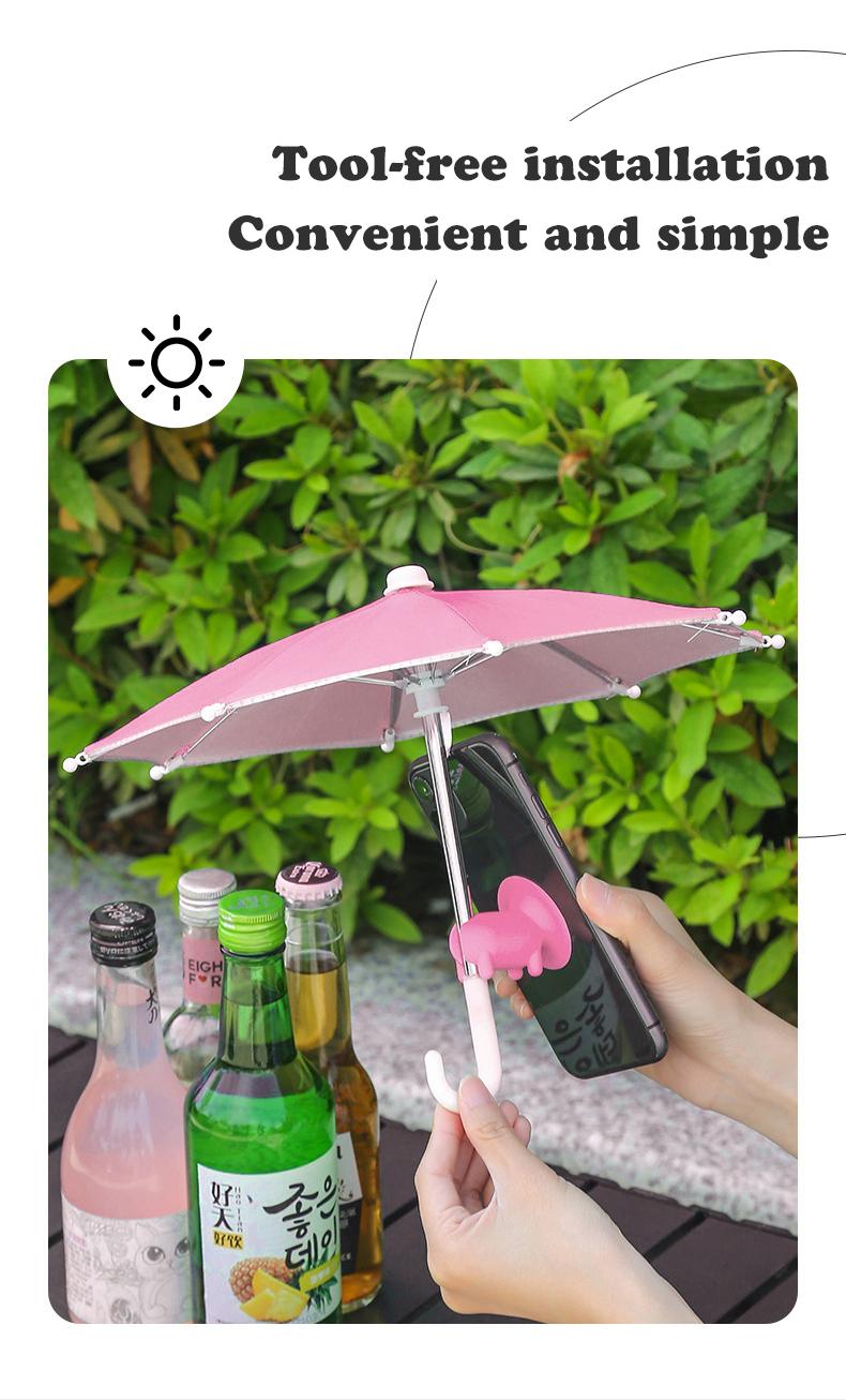 NiqueAura Protection Phone Umbrella for Sun Universal Adjustable Piggy Suction Cup Phone Stand with Sun Shade Cover
