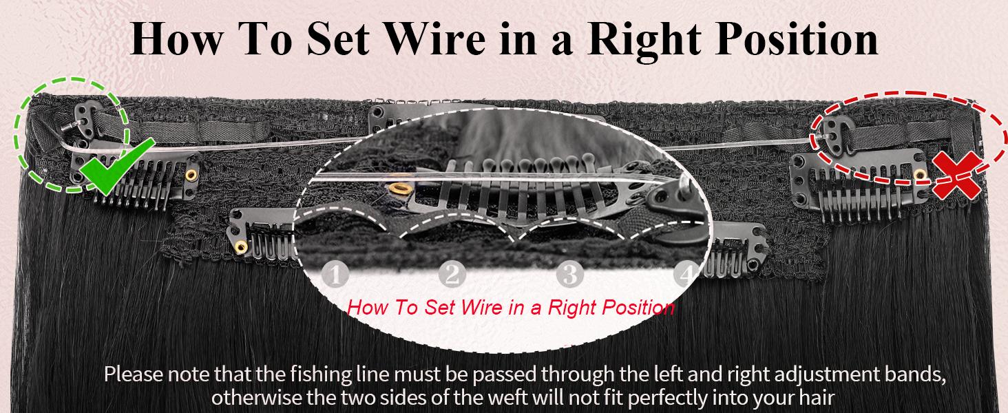 SummerVibes AISI HAIR Invisible Wire Hair Halo Extensions Long Straight Layered Synthetic with Transparent Adjustable Size 6 Secure Clips Hairpieces for Women 20 Inch Essential Tool Durable Sturdy Pre Cut Closure