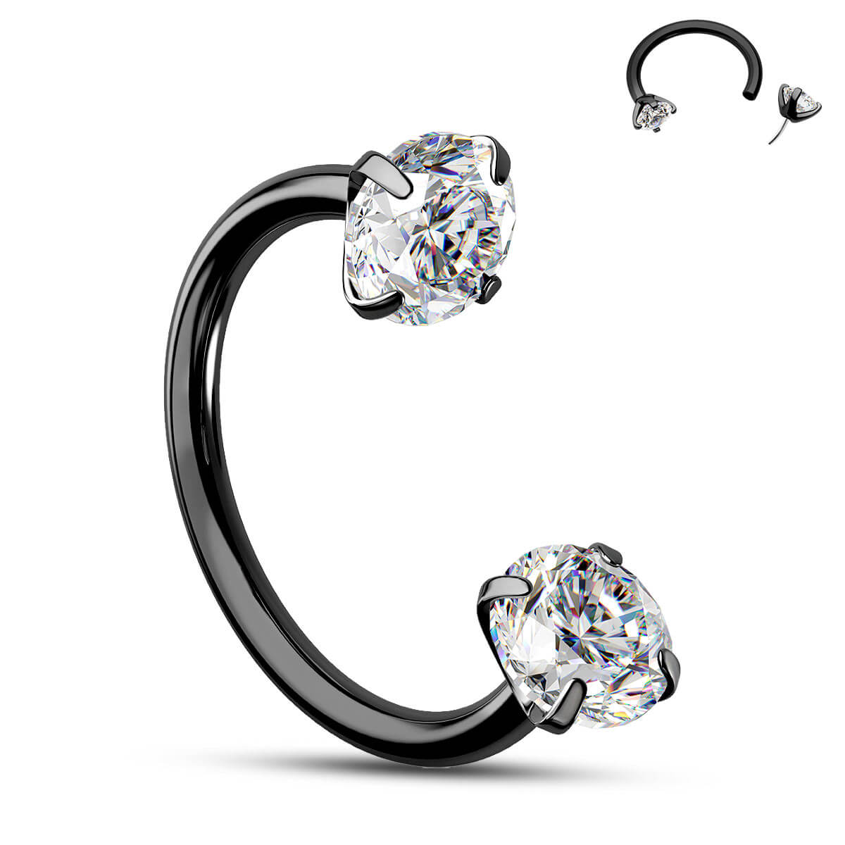 Oufer 20G Horseshoe CZ Nostril Nose Hoop Cartilage Lobe Piercing Ring 316L Stainless Steel Unisex Body Jewelry with Free Ball Crabber