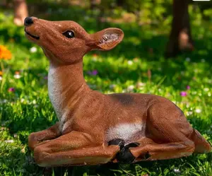 Deer Statue Christmas Gift/ Present 14" Solid Concrete, Weatherproof outdoor/indoor, life-size Garden Statues, lawn decor