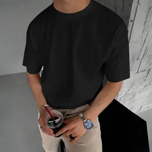 Men’s Summer Lightweight Breathable Corduroy Short-Sleeve T-Shirt — Casual Loose Fit, Versatile Crew Neck Top