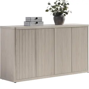 SICOTAS Buffet Cabinet with Storage Accent Sideboard with 4 Doors 66.3" Wide Fluted Credenza Modern Buffet Table Media Console Cabinet Entryway Cabinets for Living Room Kitchen Dining Room Hallway, Minimalist and Practical