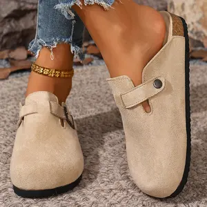 Women's Retro Style Suede Mules Versatile Casual Indoor Outdoor Shoes for Jeans and Dresses Springfresh