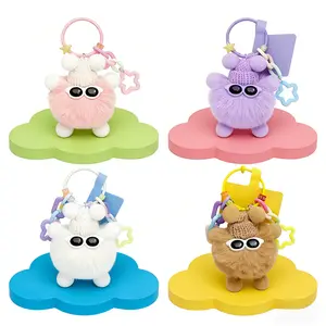 Stress-Relieving Fluffy Keychain, Cute Handmade PomPom Handbag Decor, Keychain Valentines for Kids Classroom, Perfect Gift for Girl Friends Soul Sister Mom Daughter Valentine's Day Mother's Day,