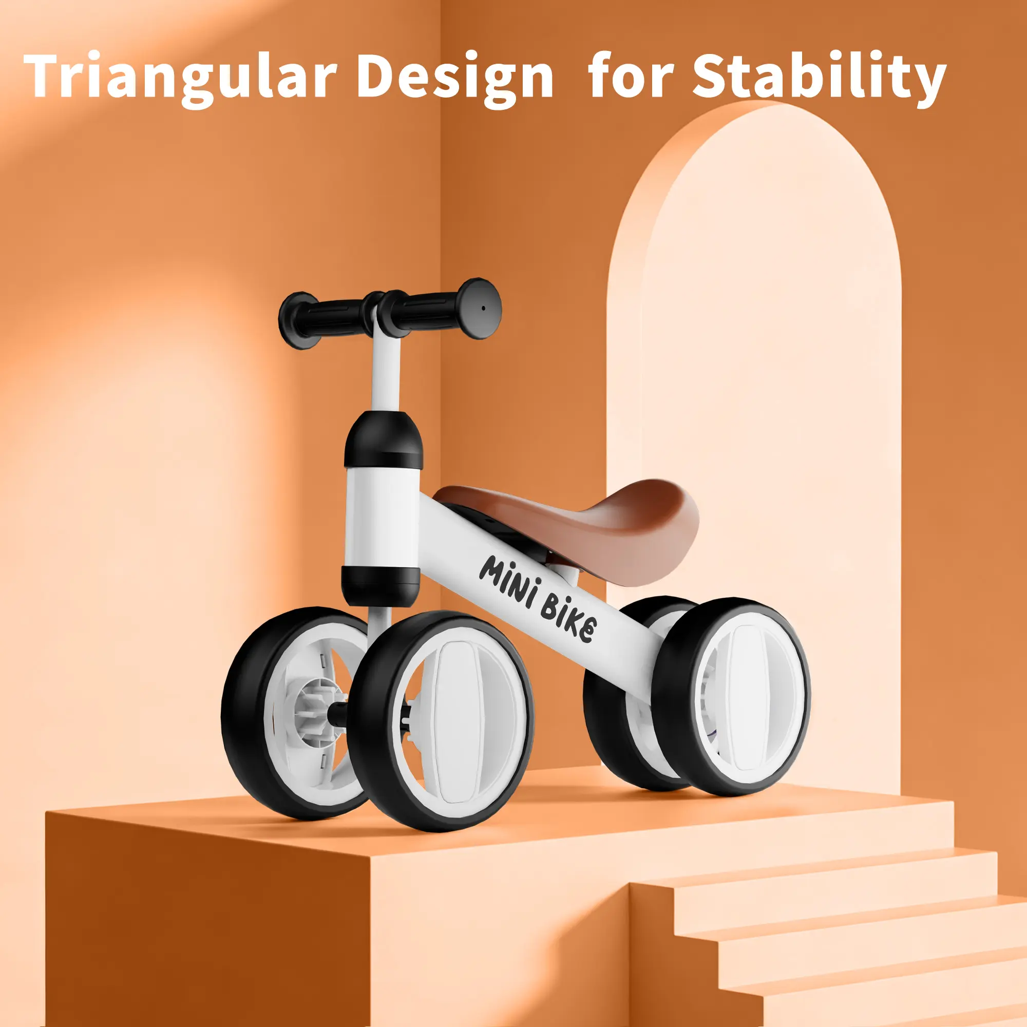 Kids 4-Wheel Balance Bike - Pedal-Free Baby Walker & Toddler Toy for 12-Month-Old Boys & Girls' First Riding Experience, Battery-Free Birthday/Christmas Gift, Sports & Outdoor Cycling Equipment with 4-wheel design, Four Wheel Design  Sport Balance Bike
