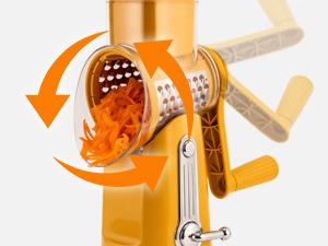 SUSTEAS Rotary Cheese Grater with Handle, Food Chopper Comes with 5 Well-Designed Blades and Powerful Suction Cup Base, 1 Blade Storage Box Kitchen Utensils Vegetable Cutting Slicer Potato Cutter