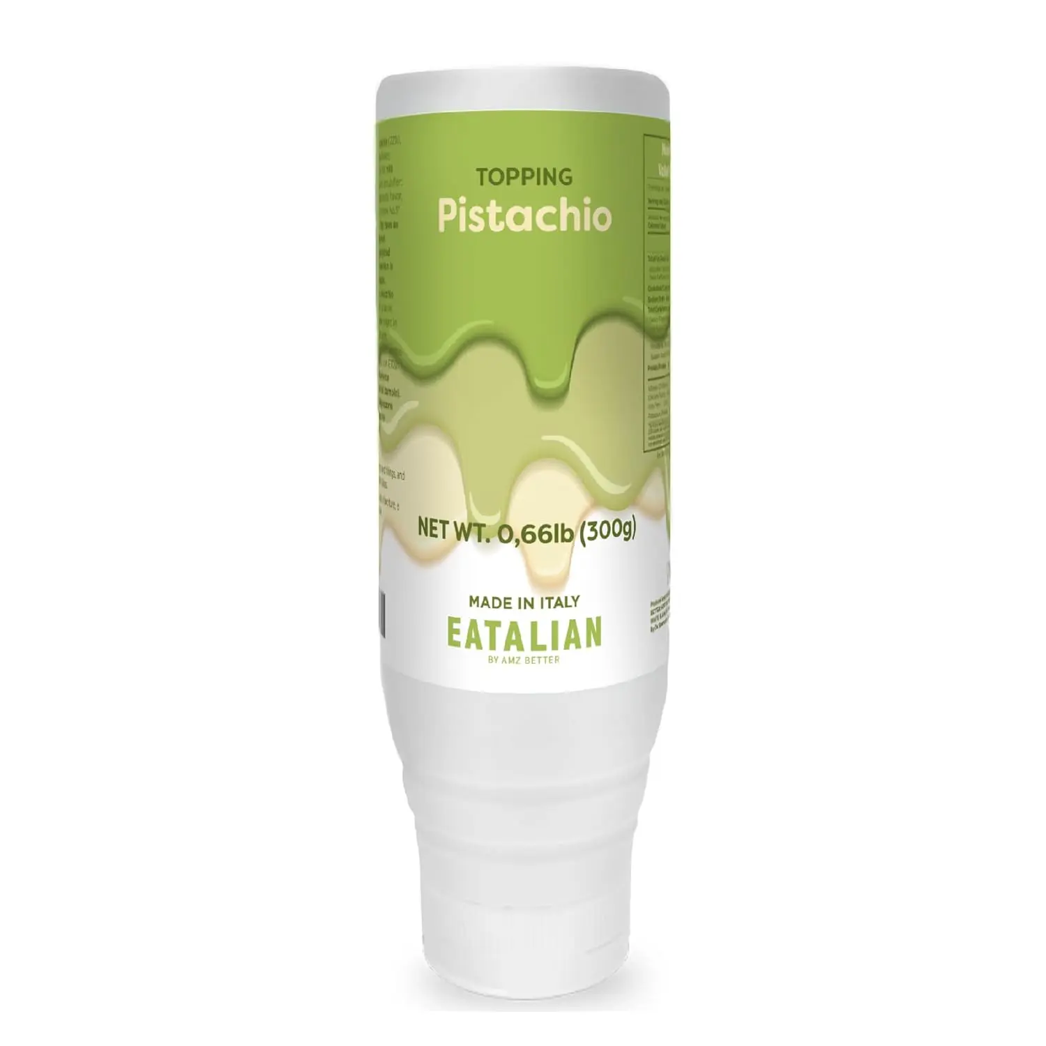 EATALIAN by AMZ BETTER Refrigerated Pistachio-Flavored Sweet Protein Cream Topping, 10 oz/300g Squeezer Bottle, Made in Italy, Baking & Dessert Decorating Sauce