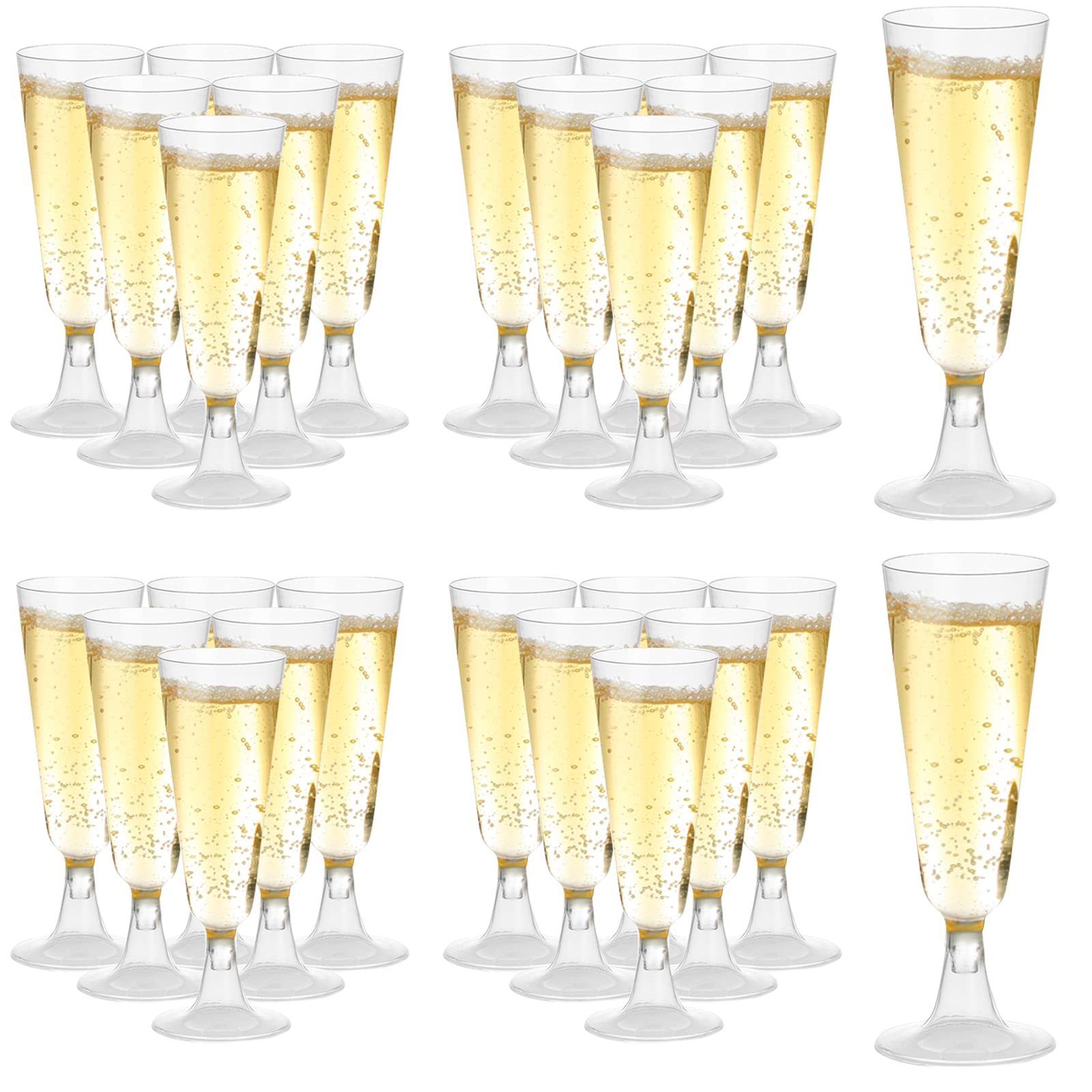 100Pcs 5oz Plastic Champagne Flutes, Disposable Plastic Wine Mimosa Glasses Assemble Plastic Champagne Cup for Party Wedding Cocktail Cup