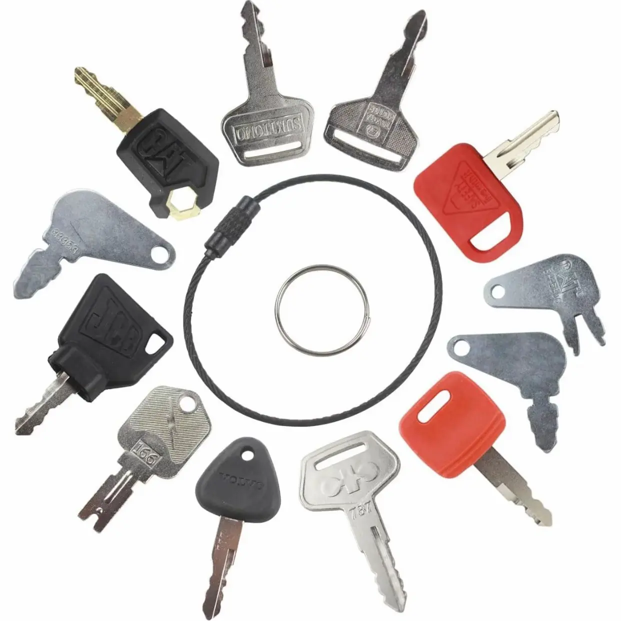 12 Heavy Equipment Key Set Universal Fit Essential Tool for Construction Machinery Operators for CAT Bobcat John Deere Excavator  Ignition Key Set Compatible with Multiple caterpillar truck key caterpillar pickup truck rescue tool