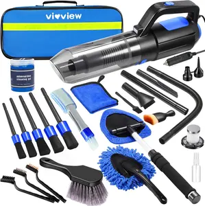 vioview 25Pcs Car Cleaning Kit, Car Interior Detailing Kit with High Power Vacuum Cleaner and Air Duster,Windshield Gleaner,Cleaning Gel,Professiona Auto Cleaning Supplies for Men,Women(Blue).Christmas gift sets.