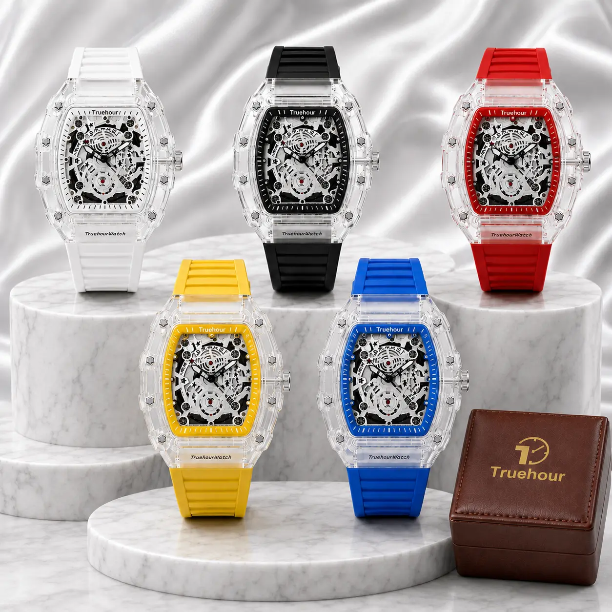 Men's Stylish Barrel-Shaped Skeleton Watch with Transparent Case & Silicone Strap - Mechanical Movement, Great Men's Stuff & Teenage Boy Gifts, Fashionable Watches, Stylish Watch sohochic