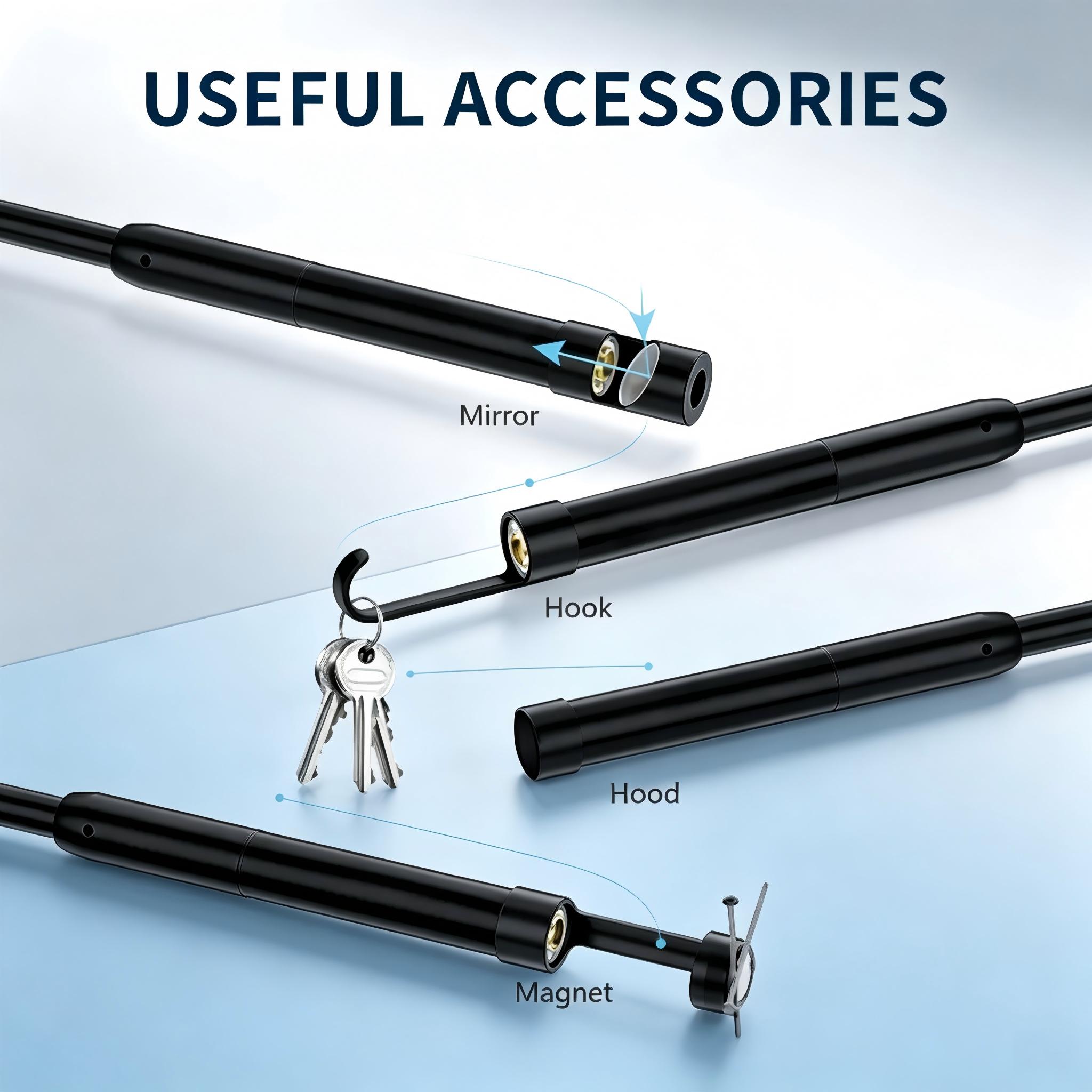 1920P HD Automotive Diagnostic Tool Endoscope Borescope Inspection Camera, w400 Resolution, 8 Adjustable LED Lights, 11.48ft Semi-Rigid Snake Cable, IP67 Waterproof, Plug & Play for iPhone Android Car Inspecting Home Repair