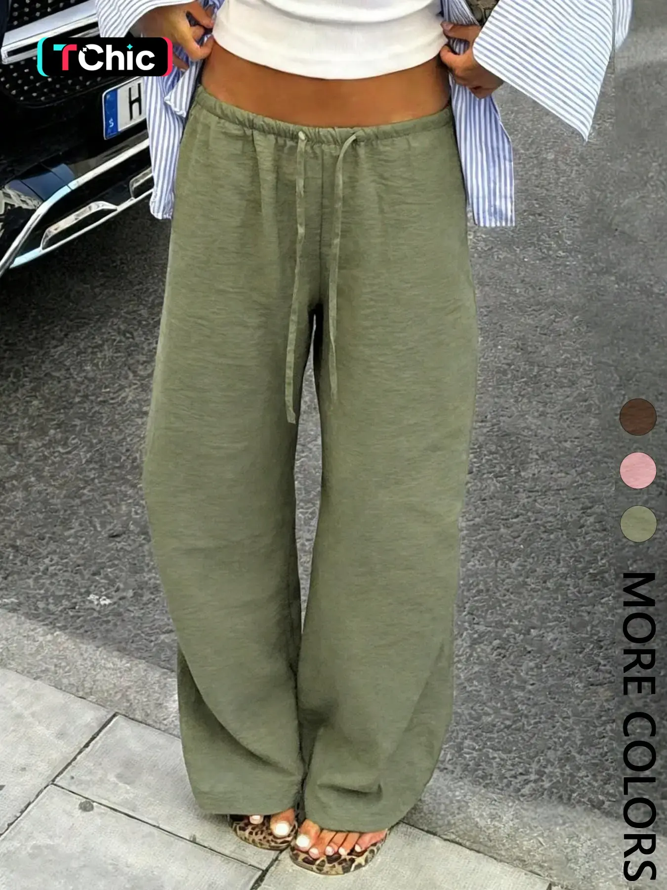 Women's Drawstring Waist Pleated Texture Wide Leg Casual Long Pants, Summer Thin Lightweight Style, Comfortable and Stylish Bottoms for Daily Wear