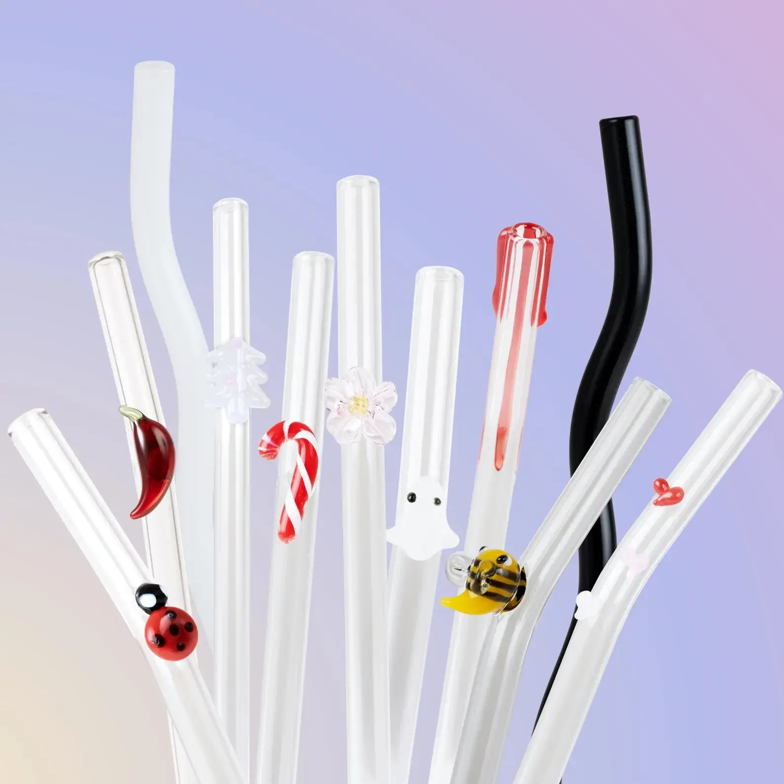 Reusable Glass Straws, Charm Straws, 40oz and 16oz Sizes, Borosilicate Drinkware Accessory