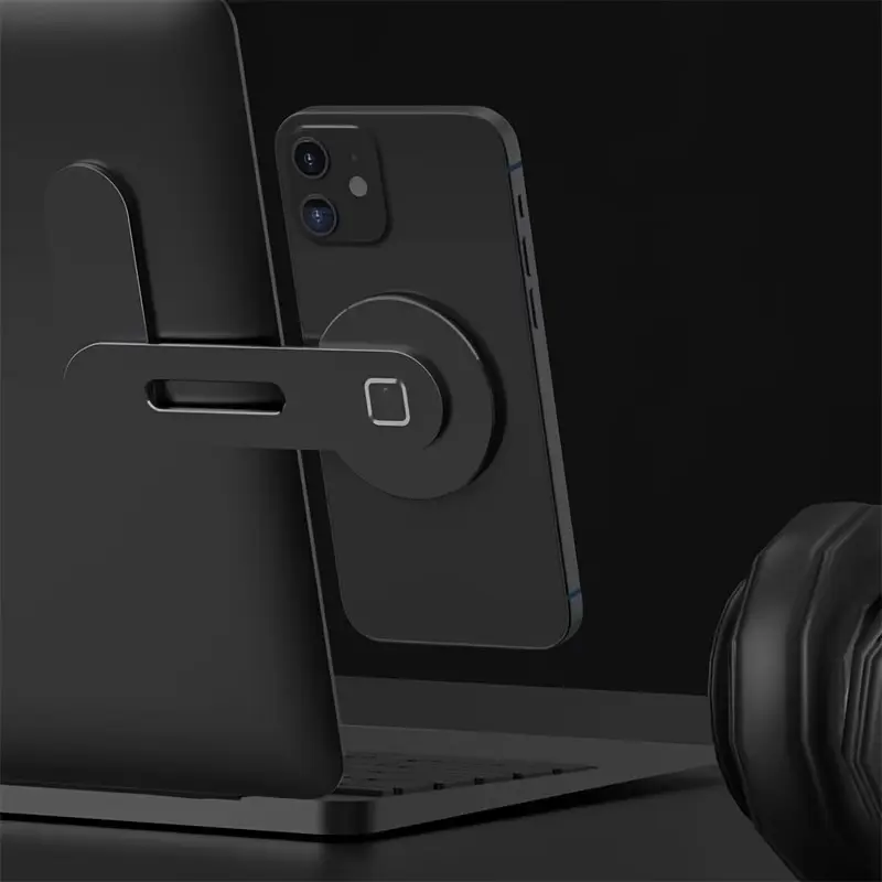 Adjustable Laptop Stand with Magnetic Phone Holder, Slim Monitor Side Clip for iPhone & All Phones, Portable Foldable Laptop Expansion Stand, Multifunctional Phone Stand, Phone Accessory Compatible