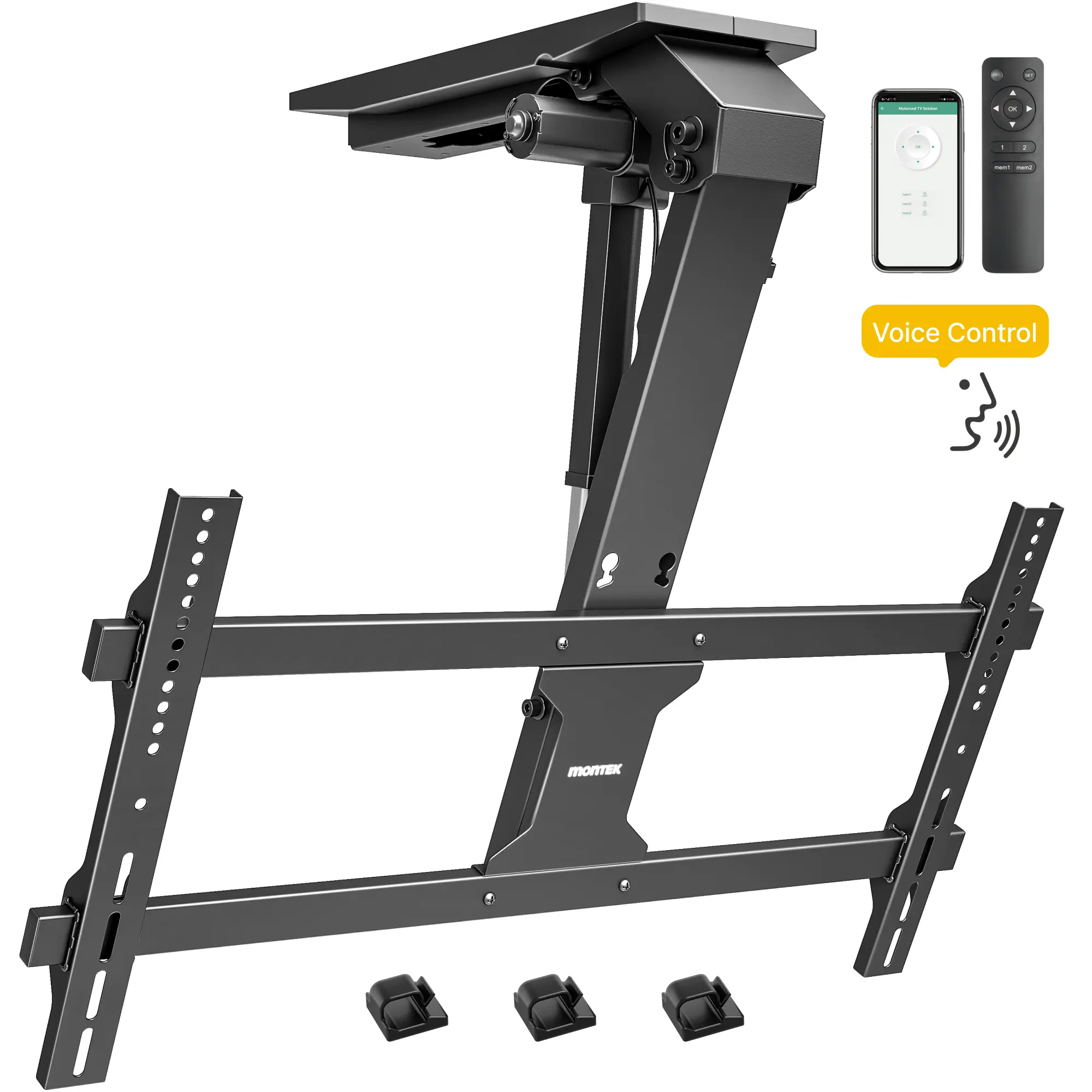 monTEK Motorized Ceiling TV Mount with Remote for 37-86 Inch TVs, Electric TV Mount Motorized Drop Down for Flat and Pitched Roof,Holds up to 99 lbs, 4X Load Tested, App and Voice Control,back to school,back to school haul