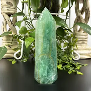 Natural Green Fluorite Crystal Gemstone Obelisk Tower Point Polished Stone for Healing, Energy, and Spiritual Clarity - RPO460