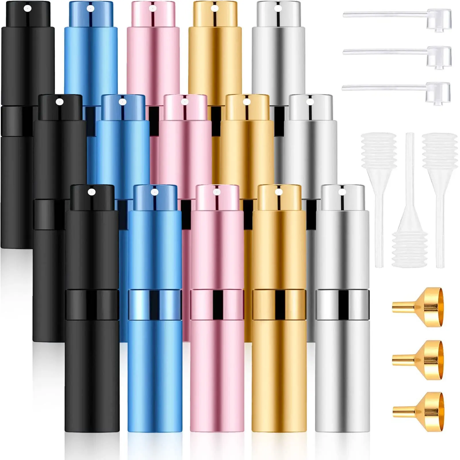 Portable Perfume Atomizer, 24pcs/set 8ml Perfume Atomizer & Accessories, Reusable Perfume Spray Bottle, Multicolor Travel Perfume Atomizer for Women & Men, Portable Perfume Bottles