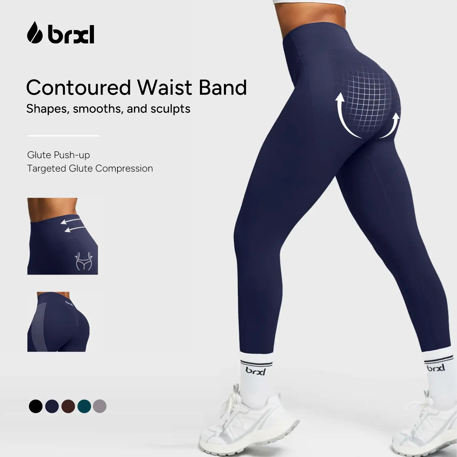 BRXL Women's Stylish High Waisted Scrunch Butt Leggings, Squat-Proof Gym Sportswear Bottoms with Seamless Tummy Control for Yoga & Running, Trending, Women's Clothes, Abdominal Control Women's Sports Leggings, Athletic Stretch Women's Sports Leggings