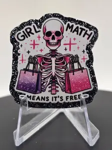 Acrylic Glitter Flatbacks- Girl Math Means it's Free!