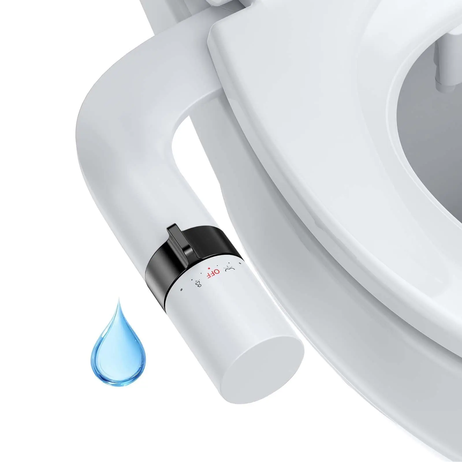 Garvee Ultra-Slim Bidet Attachment, Non-Electric Toilet Bidet with Dual Self-Cleaning Nozzles, Adjustable Water Pressure for Frontal and Rear Wash, Easy Installation, Black