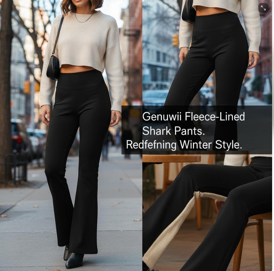 Women's High Waisted Fleece Lined Genuwii Bell Bottom Casual Comfy Skinny Pants Thermal Warm Tummy Control Yoga Pants for Winter Workout & Everyday Wear Ladies Bottoms for All Seasons Going Out Bottoms Ultra Soft Fabric High Rise Waistband