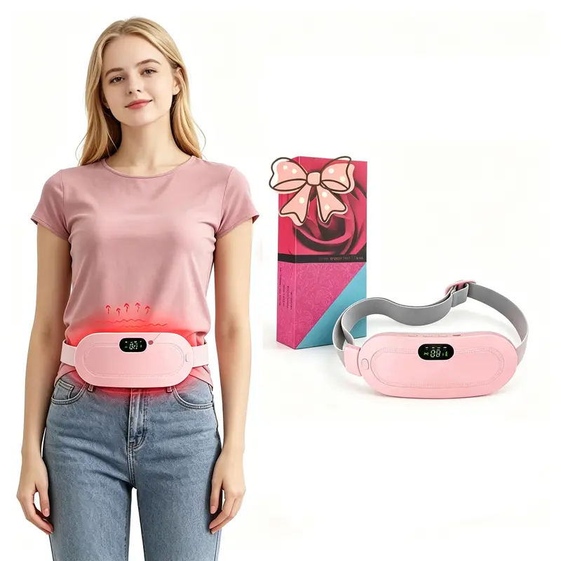 Heating Pad for Menstrual Cramps, Portable Menstrual Heating Pad, Cordless & Rechargeable Heating Belt for Women, 3 Heat Levels & 4 Massage Modes