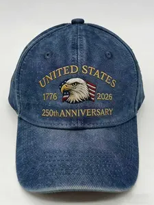 US 250th Anniversary Embroidered BaseballCap Adjustable Bald Eagle Printed Patriotic Baseball Cap for All-Season Wear