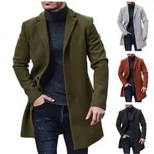 2026 Men's Woolen Casual Jacket Trench Coat Woolen Material