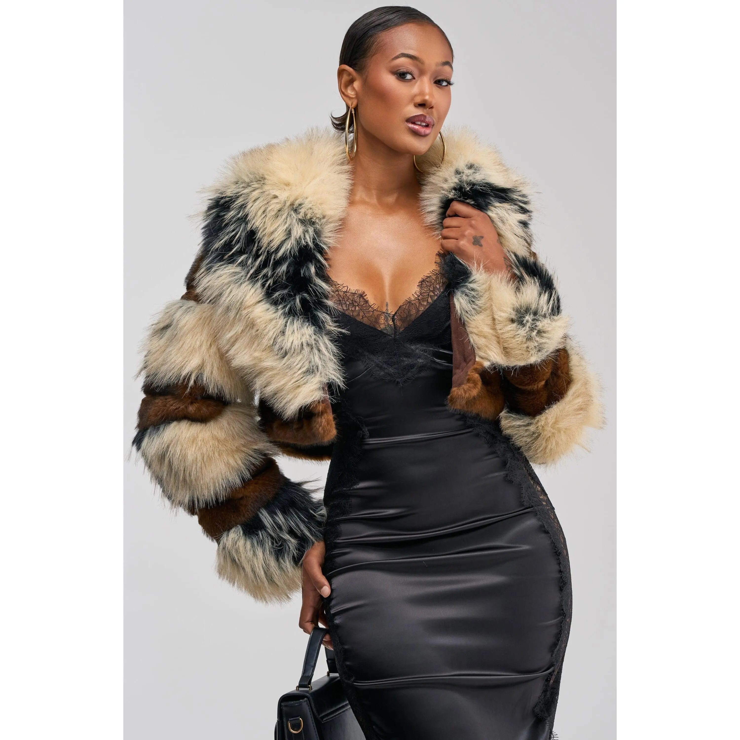 PORTIA CROPPED FAUX FUR JACKET