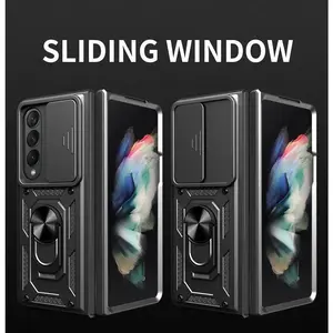 180° Folding Sliding Window Phone Case for iPhone 17 Pro Max 16 15 Plus 14 13 12 11 Pro, Full Coverage Anti-Drop Rotating Ring Kickstand Military-Grade Protection Car Business Creative Casing