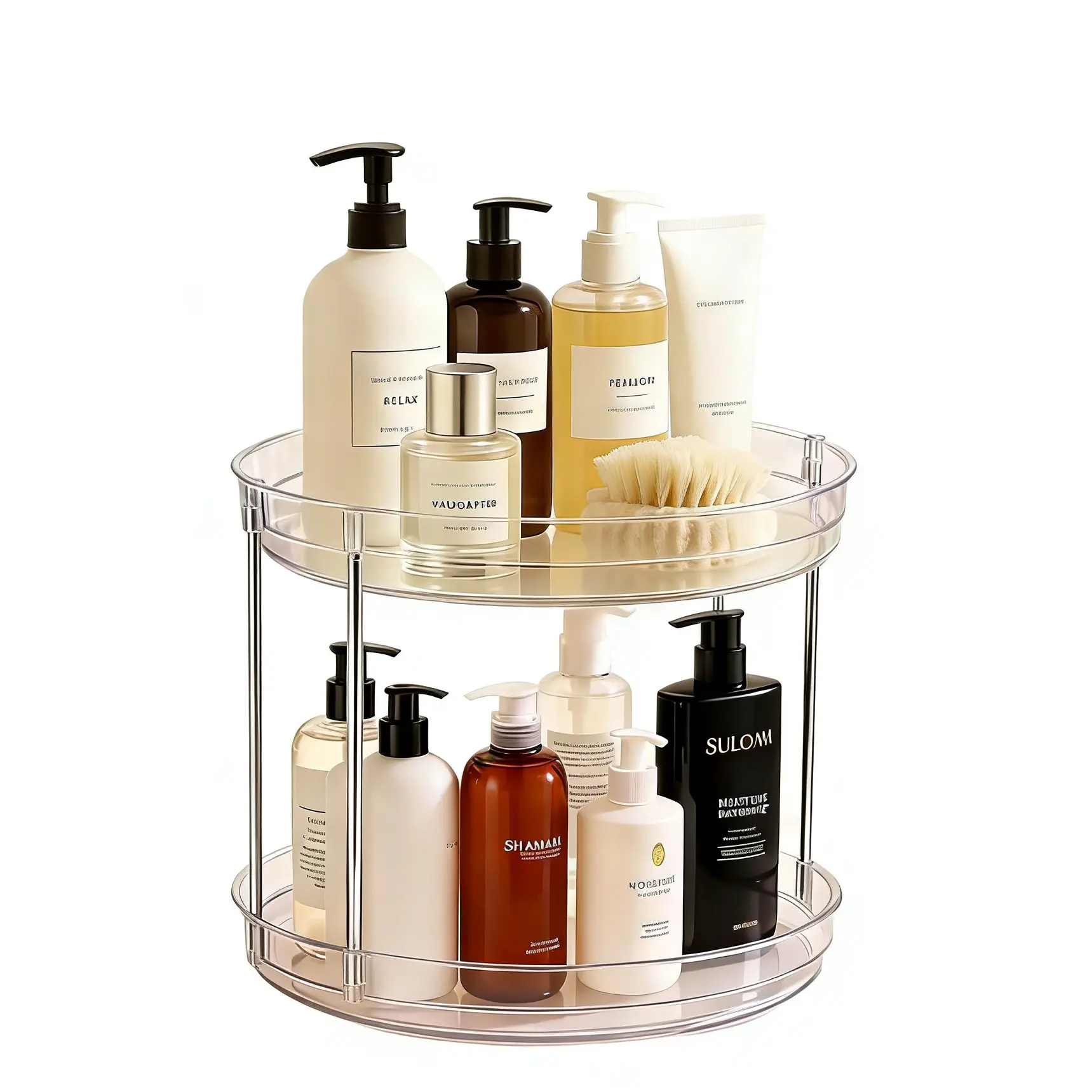 2-Tier 360° Rotating Lazy – Clear Makeup, Skincare & Perfume Organizer for Bathroom or Vanity, 9.25" Countertop Storage
