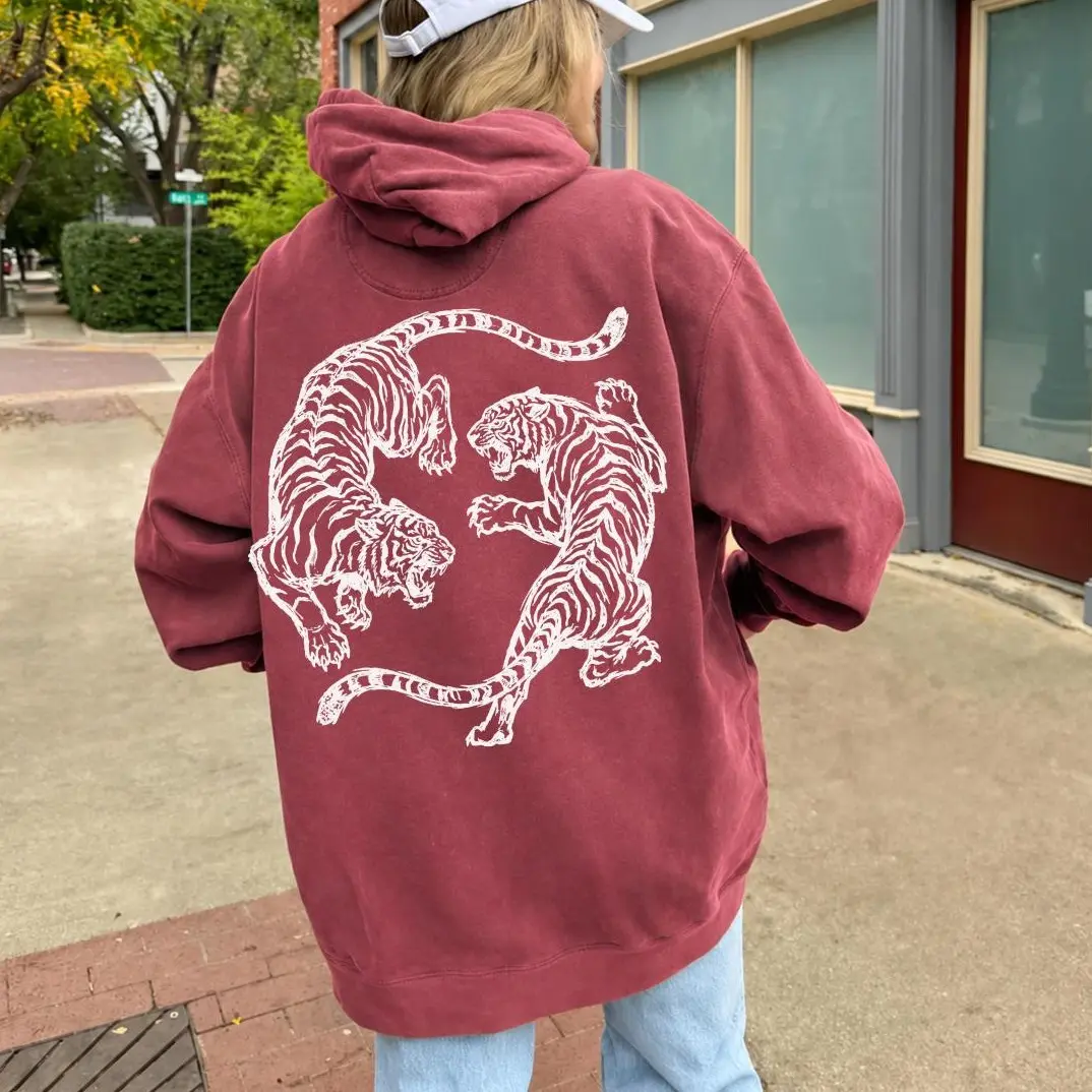 Comfort Colors Japanese Fighting Tigers Hoodie, Vintage Tattoo Art Graphic, Retro Tiger Graphic Hoodie, Tiger Lover Gift