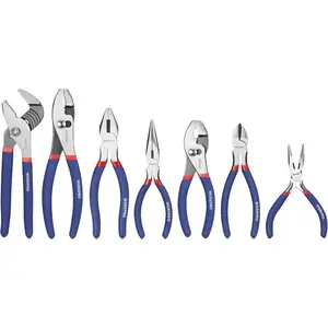 7PCS Heavy Duty Pliers Set with Long Nose, Slip Joint, Groove Joint, Linesman and Diagonal Cutting Pliers for DIY Home Repair