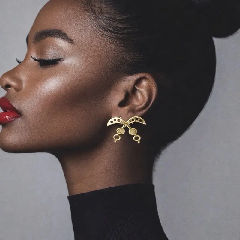 Quality African Akofena Symbol Earrings - Unique Design in Clear Packaging