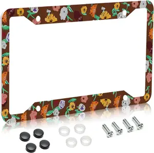 License Plate Frame for Car,Flower Piano Surprise Song Plate Frame with Screws for Standard Us Canada License Plate Holder, Stainless Steel Car Accessories 12x6 Inch