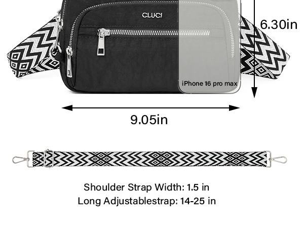 CLUCI TikTokShopSpringGlowUp Anti Theft Travel Essentials Crossbody Bag Convertible Belt Bag with Zipper Lock RFID Blocking & Waterproof for Travel