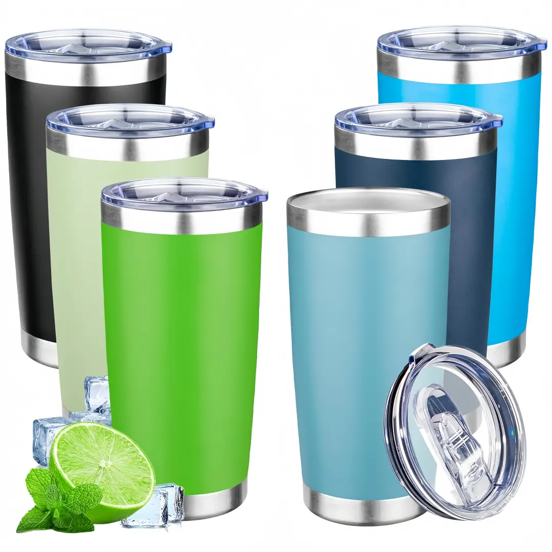 LMMAKE 1PC 20oz Stainless Steel Vacuum Flask Tumbler - Silicone Lid, Double-Wall Insulation, Powder Coated, Lightweight Wide Mouth Portable Kitchenware Drinkware, Keeps Drinks Hot & Cold